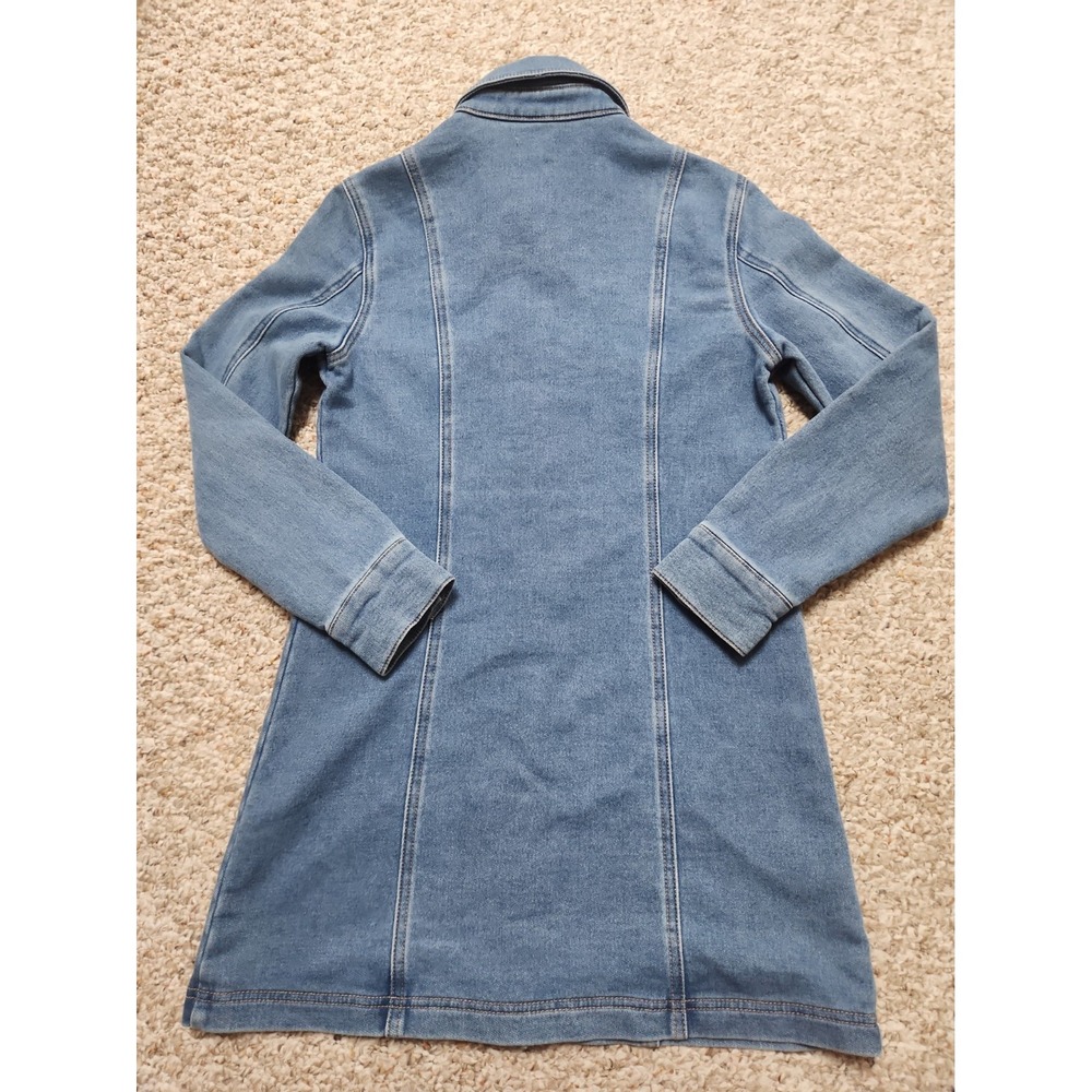 Z Supply Candice Knit Denim Dress Vintage Indigo Blue Mini Shirt Dress XS NWT - Picture 15 of 16